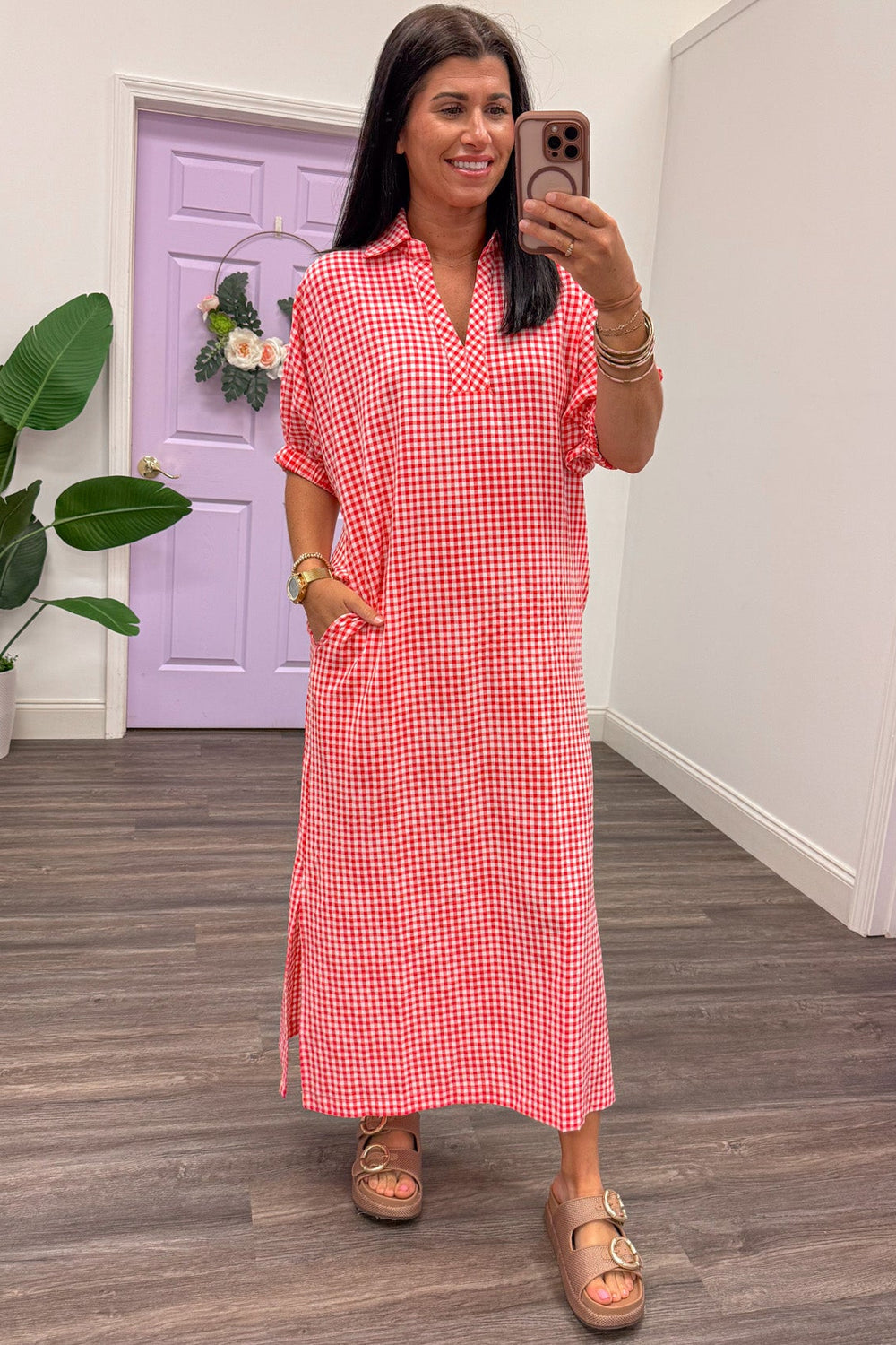 Women's Plus Size Red Gingham Midi Dress – Purple Door Boutique Women's Plus Size Red Gingham Midi Dress – Purple Door Boutique