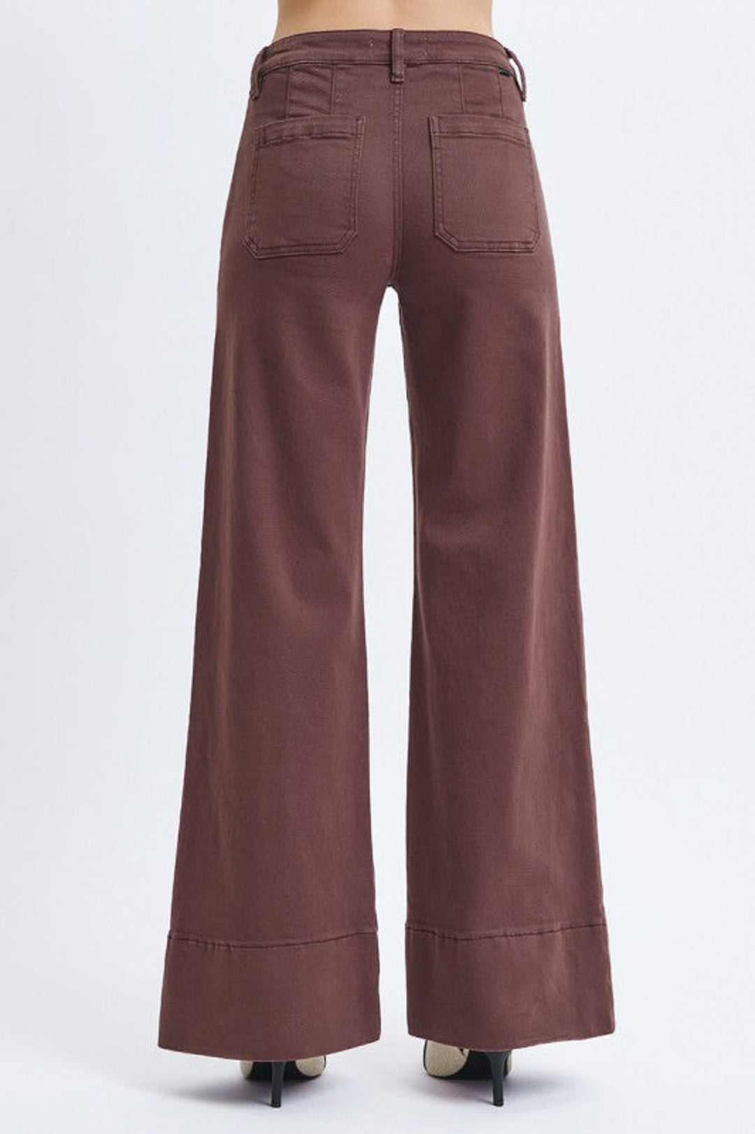 risen chocolate brown tummy control denim jeans back