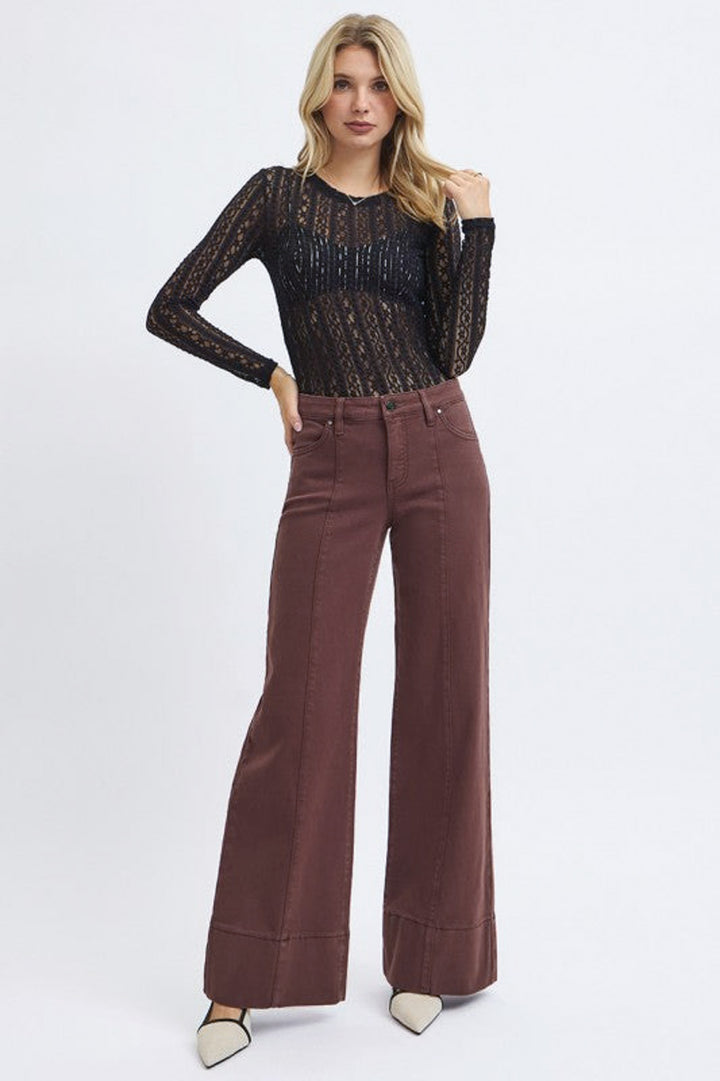 risen chocolate brown tummy control denim jeans far away