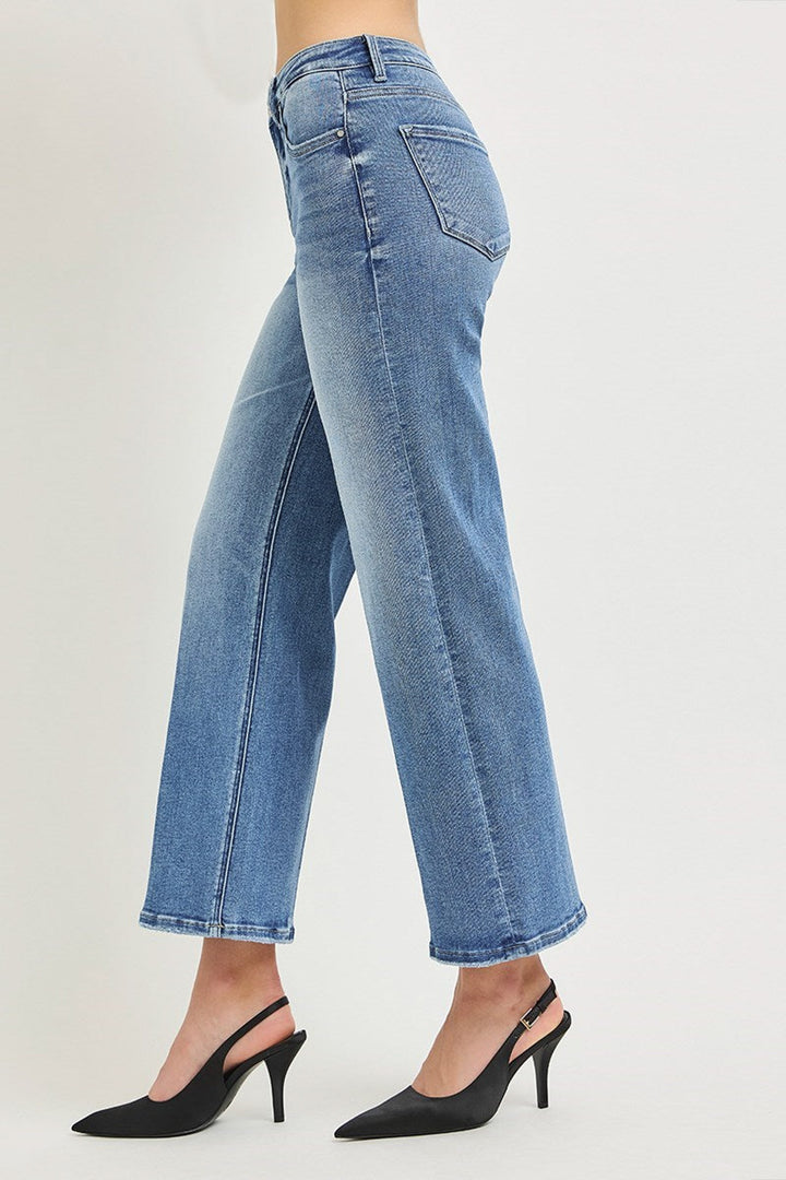 risen jeans straight leg mid rise long inseam