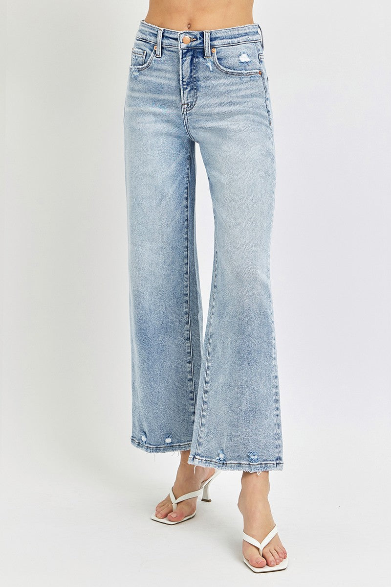risen jeans tummy control crop denim light