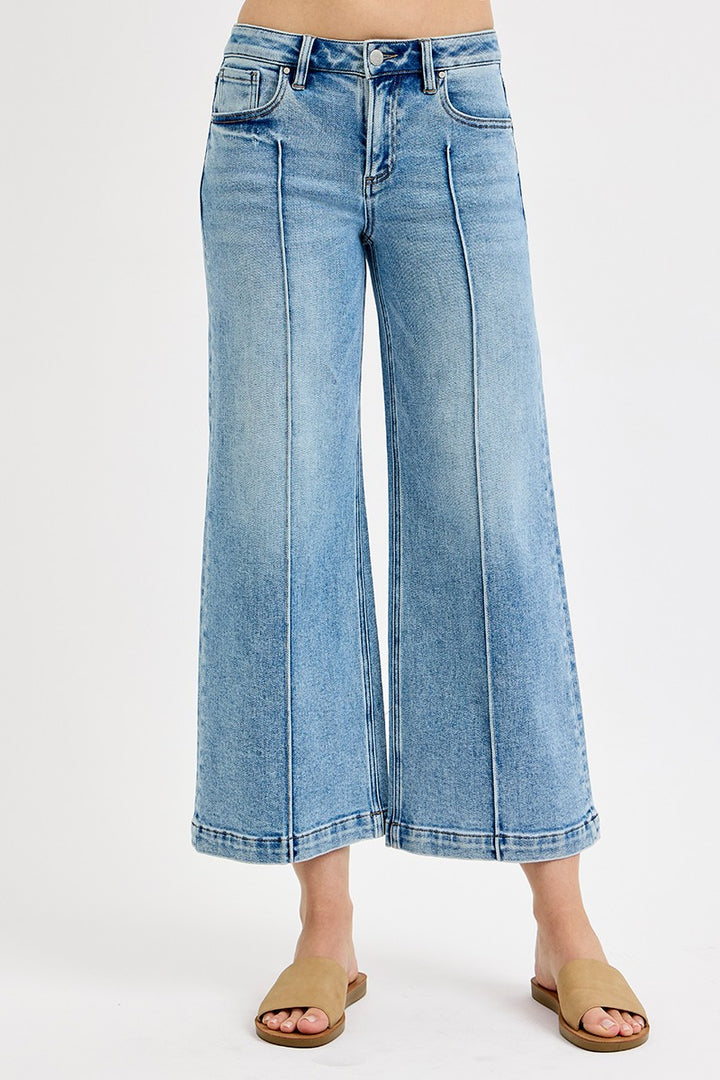 risen jeans wide leg mid rise