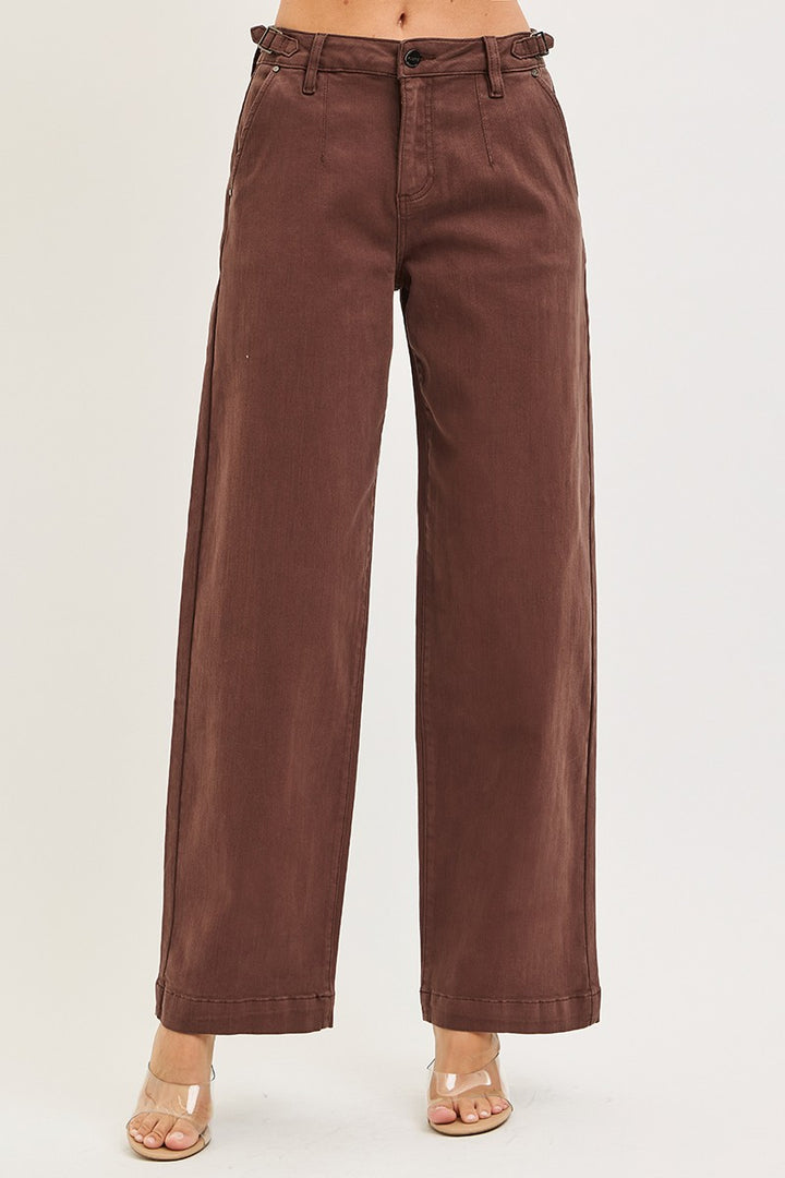 risen jeans wide leg chocolate brown 