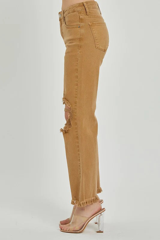 risen mocha distressed jeans