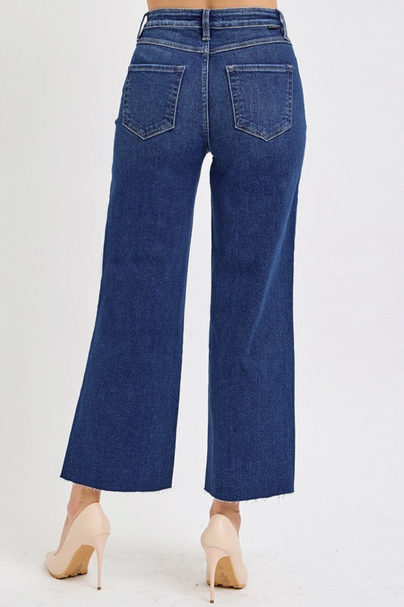 Dark Wash Wide Legs Tummy Control Jeans | Purple Door | Risen