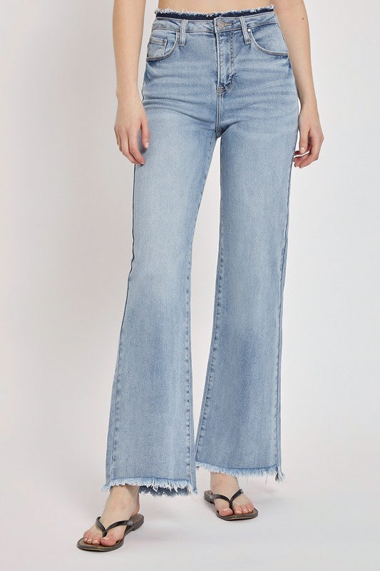 risen wide leg jeans