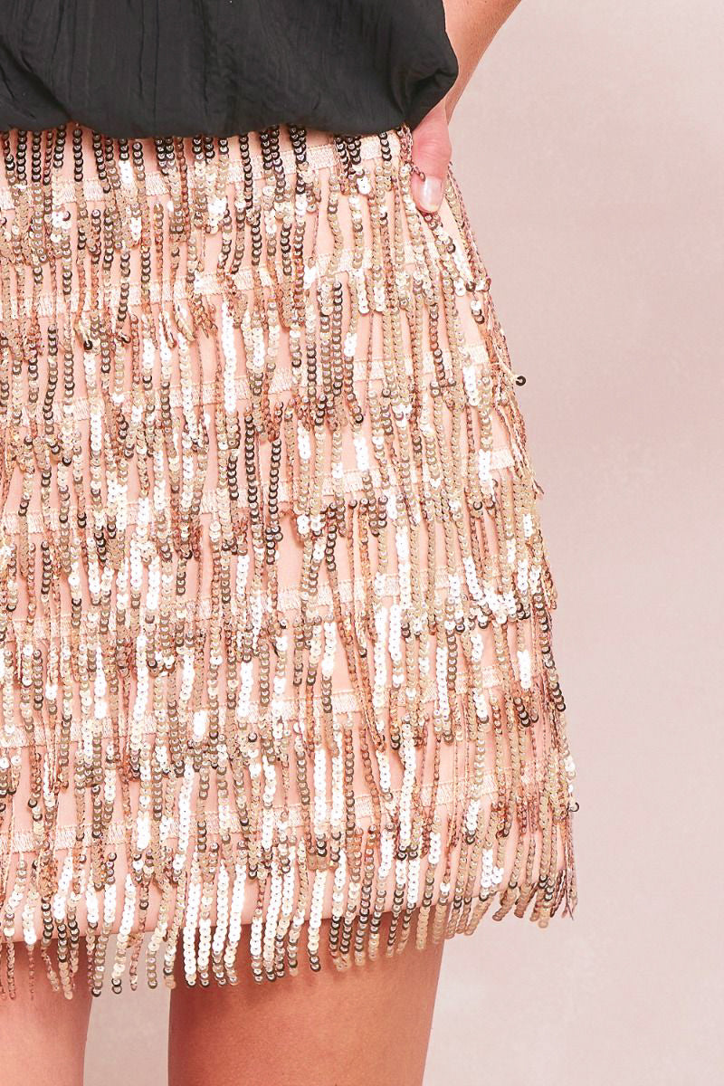 rose gold sequin party skirt