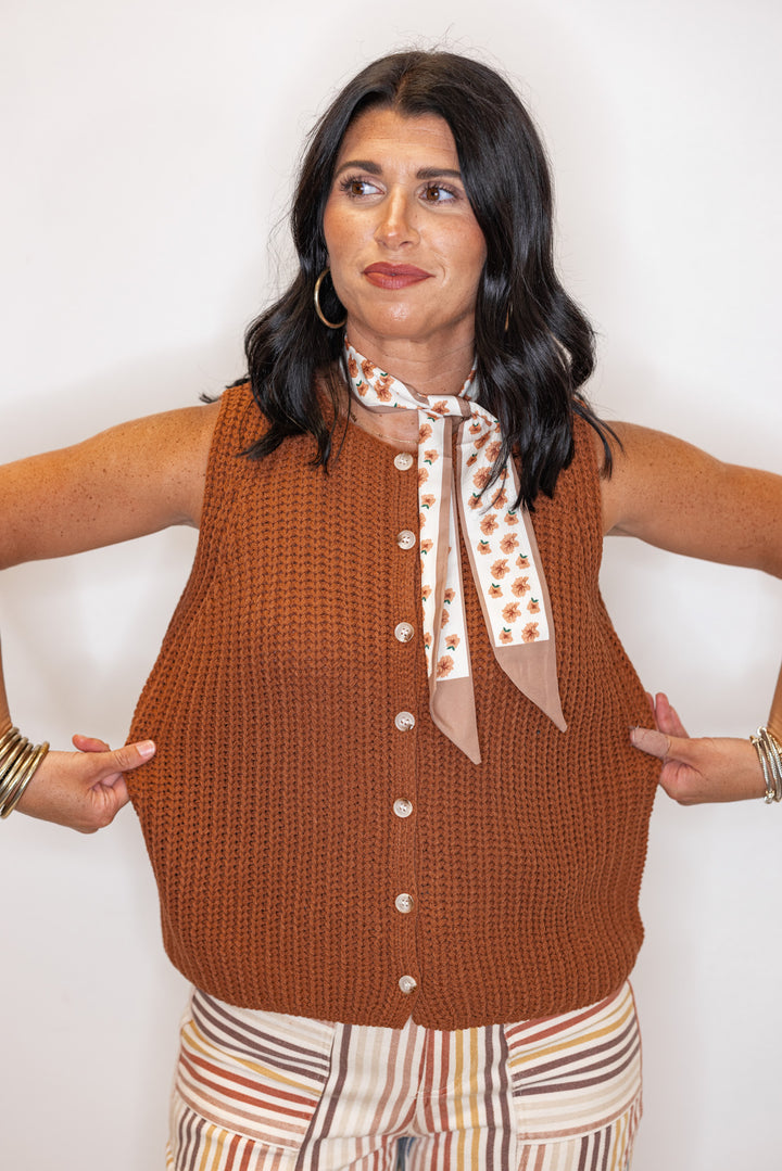 Truly Yours Cinnamon Sleeveless Sweater