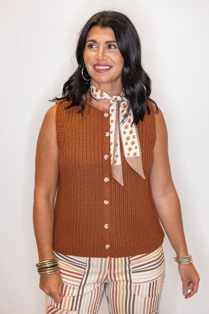 Truly Yours Cinnamon Sleeveless Sweater