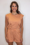 faded rust lounge shorts top set