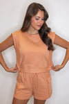 faded rust lounge shorts top set