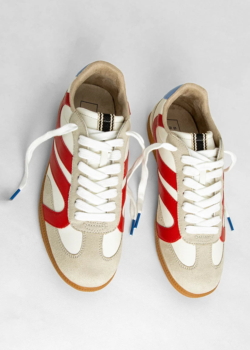 shu shop sadie low profile red blue sneakers lace up