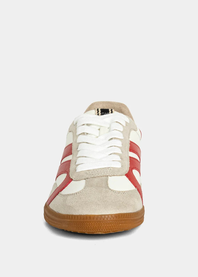 shu shop sadie low profile red blue sneakers front