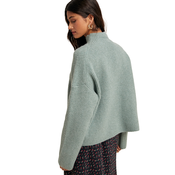 Wishlist ribbed mock neck sage pistachio sweater side