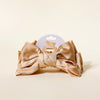 satin bow hair claw clip beige