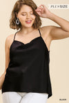 satin black cami tank top