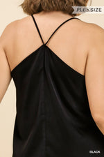 satin black cami tank top
