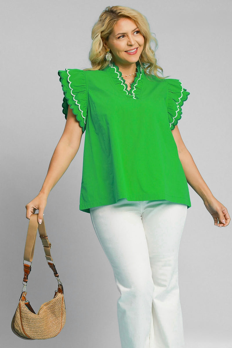 women's plus size umgee kelly green top