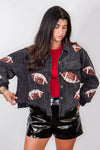 sequin football black corduroy jacket