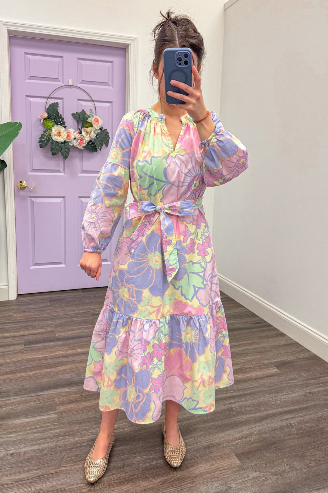 Women's Large Pastel Floral Print Dress By Karlie Purple Door Boutique Women's Large Pastel Floral Print Dress By Karlie Purple Door Boutique