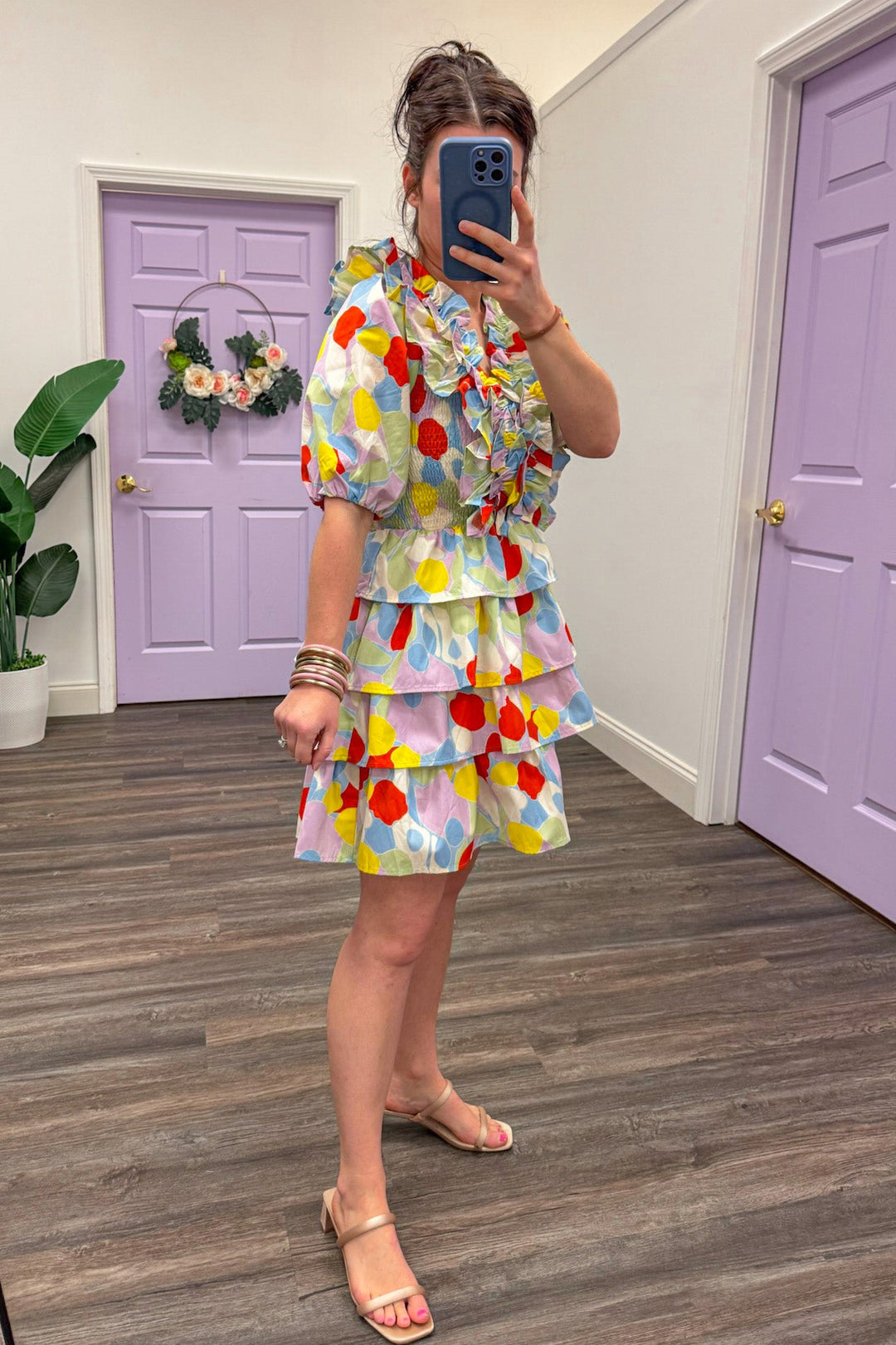 karlie clothing mosaic ruffle tiered dress