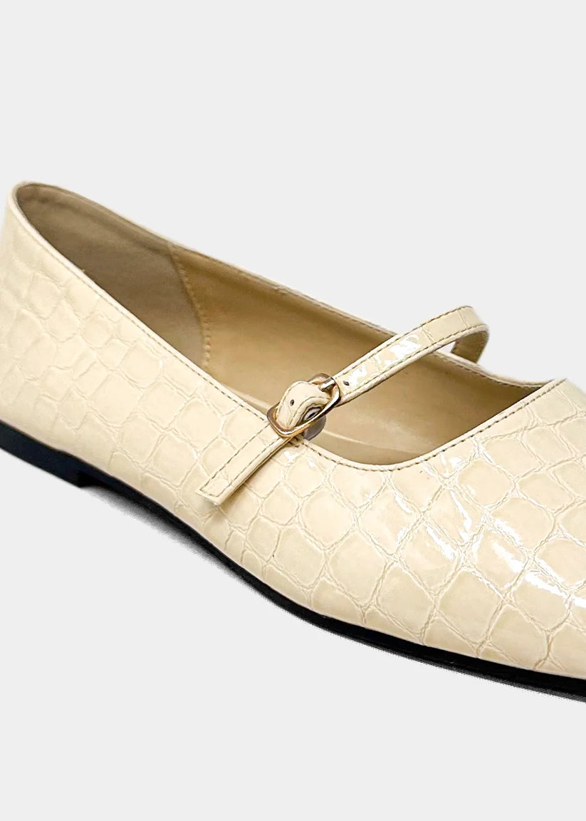 shu shop adele bone croc print mary jane ballet flats comfy details