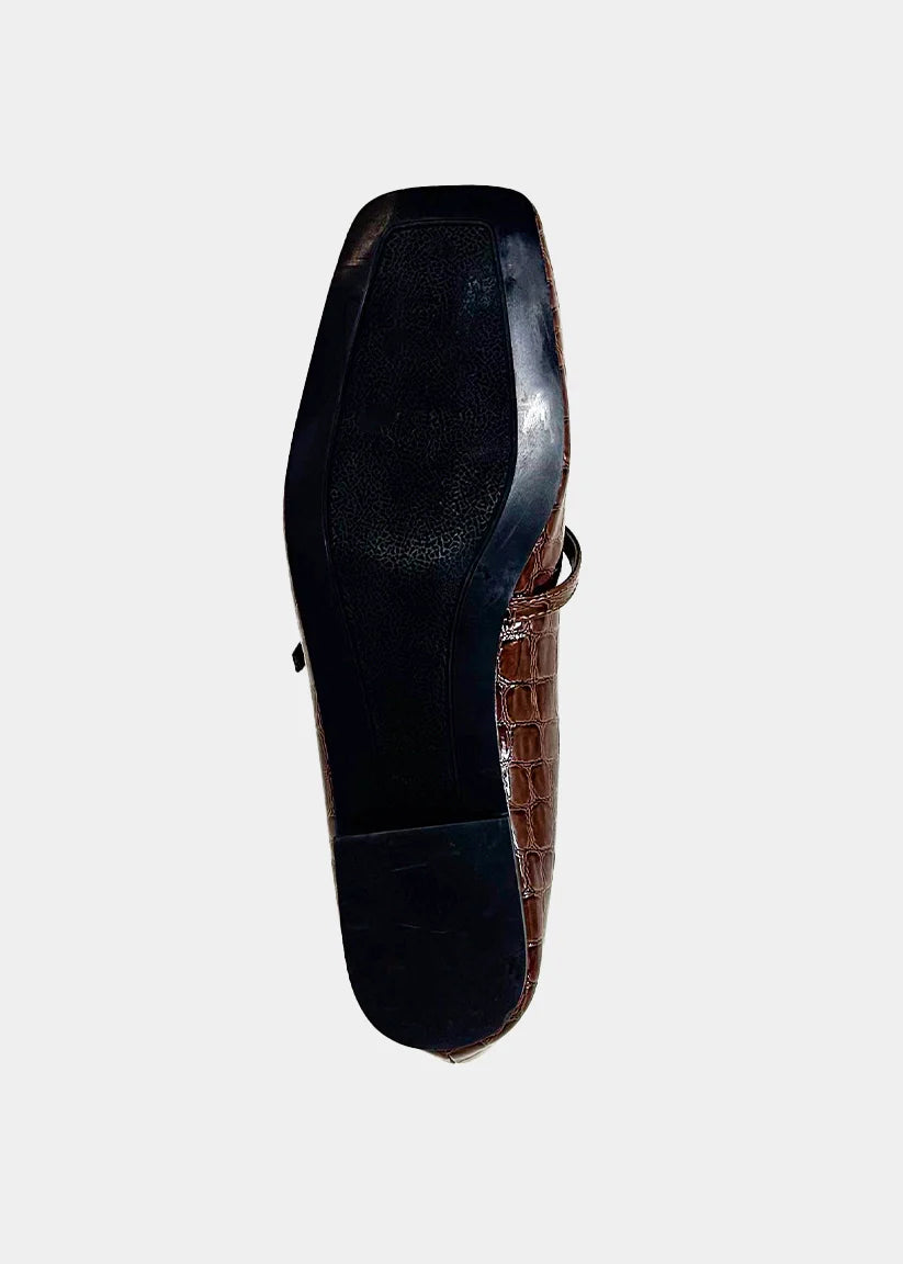 shu shop brown croc print ballet flats