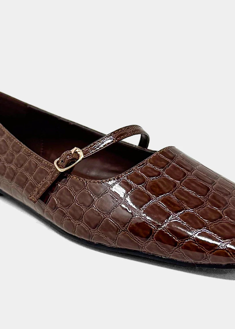 shu shop brown croc print ballet flats