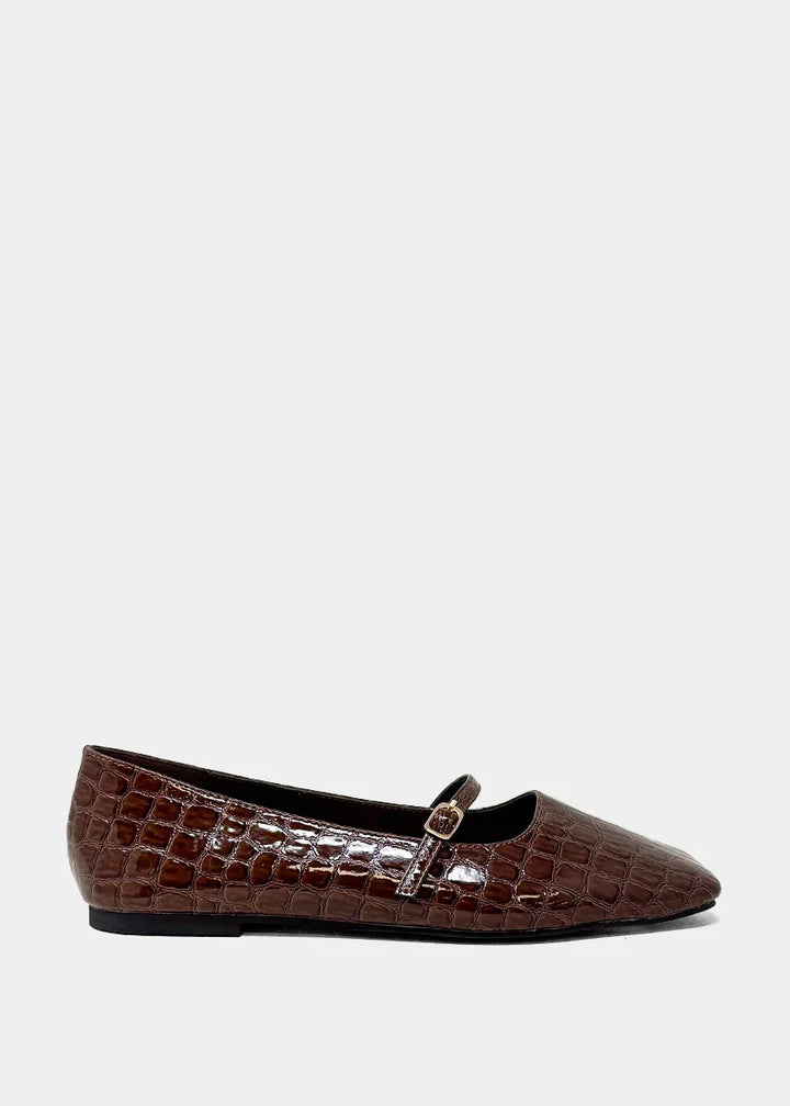 shu shop brown croc print ballet flats