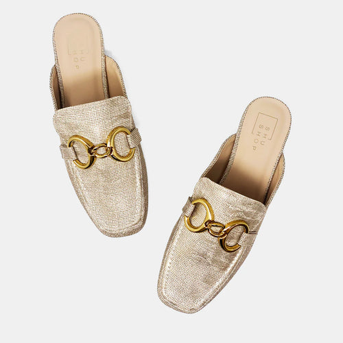 shu shop andromeda slide loafers gold 