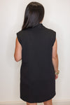sleek black knit zipper chest dress