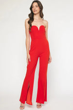 christmas cocktail party red jumpsuit