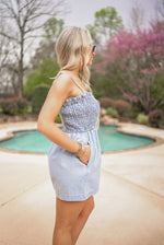 smocked chest chambray summer romper