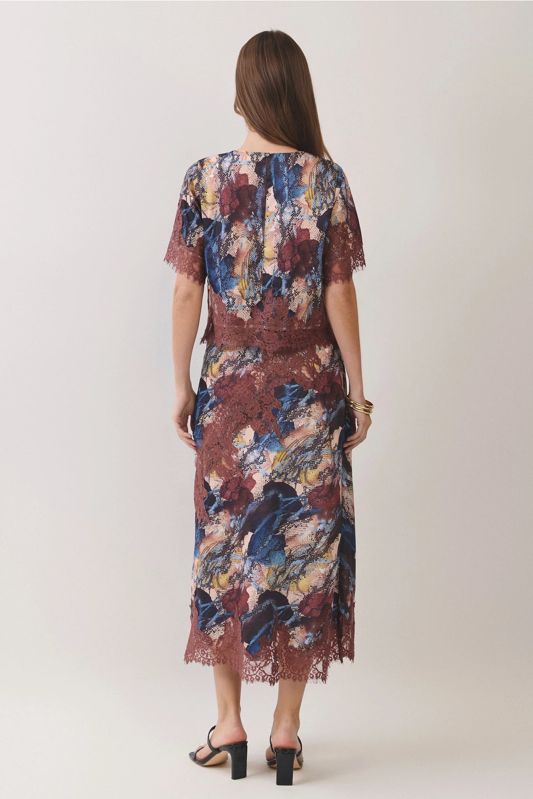 snakeskin print lace maxi skirt matching sets