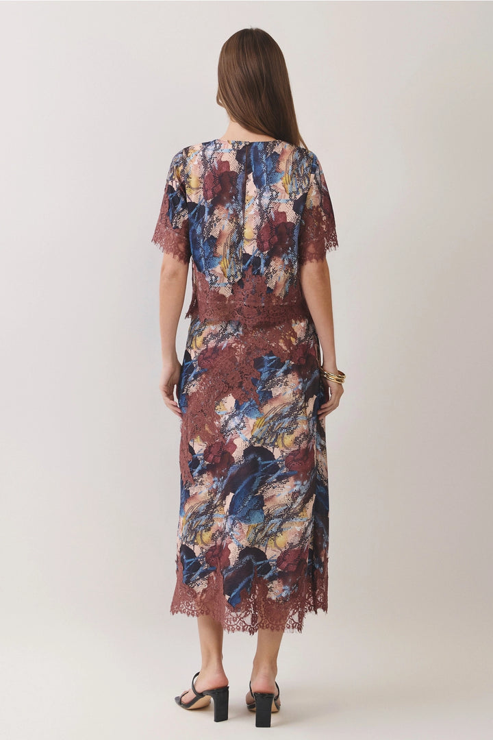snakeskin print lace maxi skirt matching sets