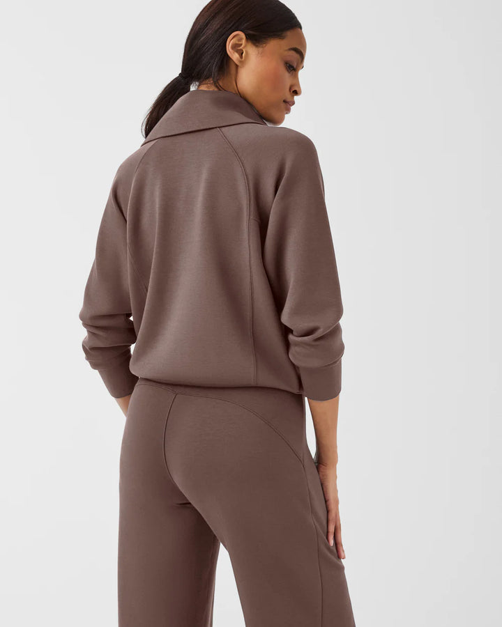 Spanx AirEssentials half zip pullover top in smoke