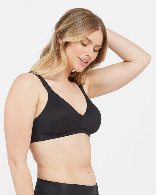 spanx lined bra black