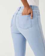 spanx flare jeans light wash denim