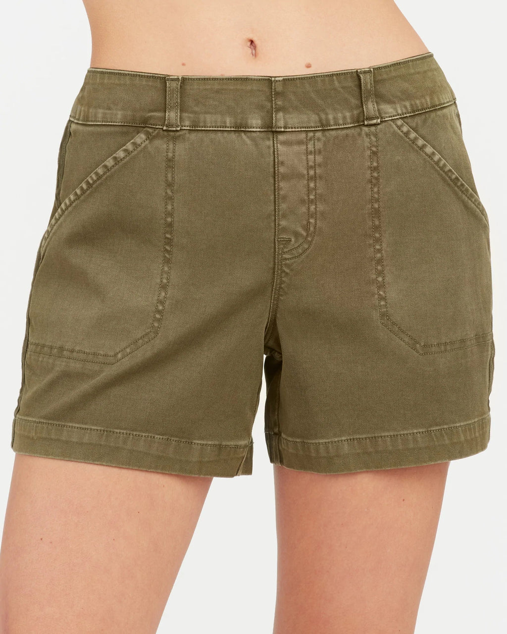 spanx twill olive shorts