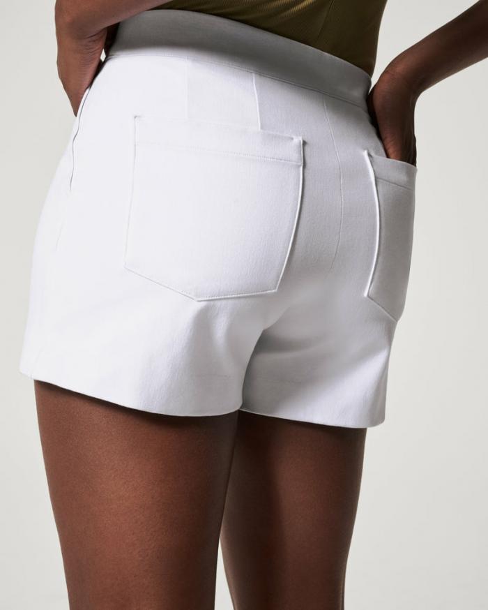 Stretch Twill 4 Shorts, White - New Arrivals - The Blue Door Boutique