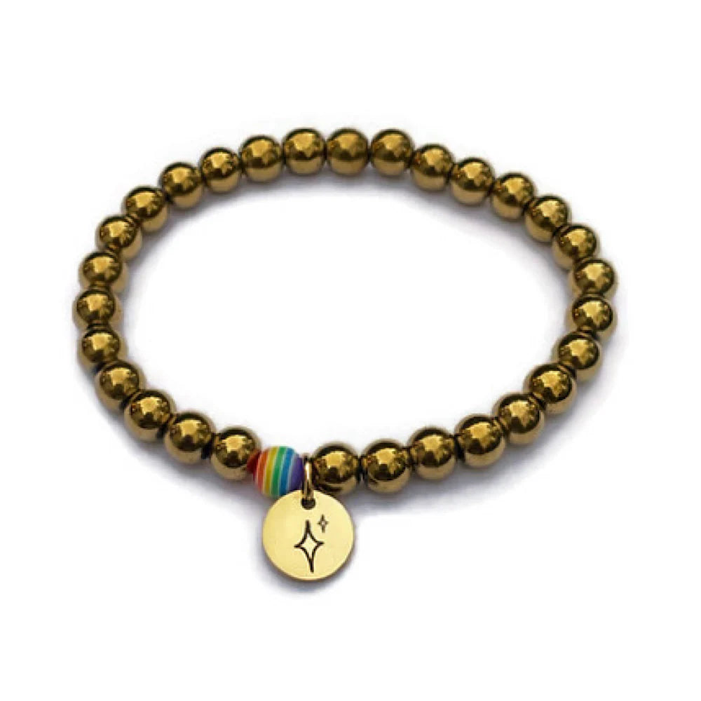 The Spotlight Project vintage gold dainty beaded Autism Acceptance bracelet
