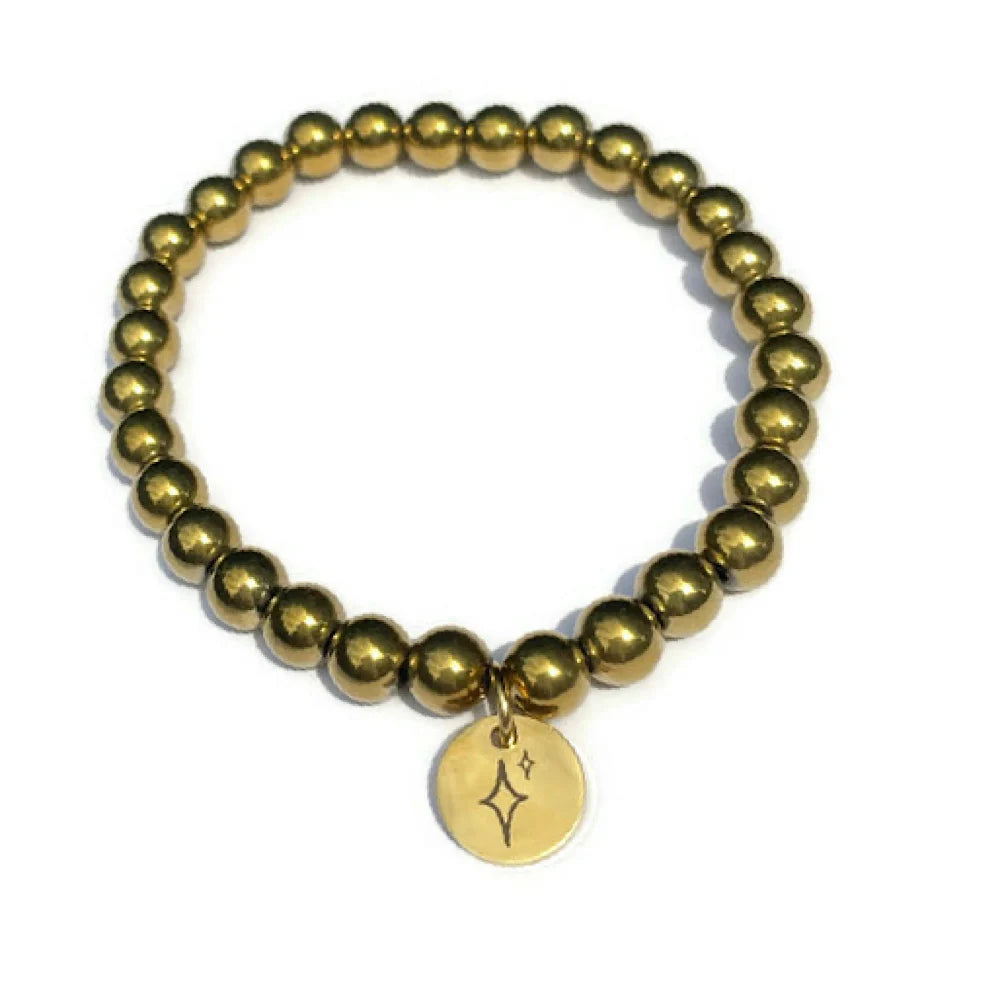 The Spotlight Project dainty beaded vintage gold charm bracelet