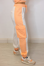 peach stripe cargo jogger pants