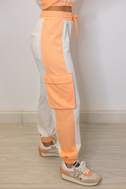 peach stripe cargo jogger pants