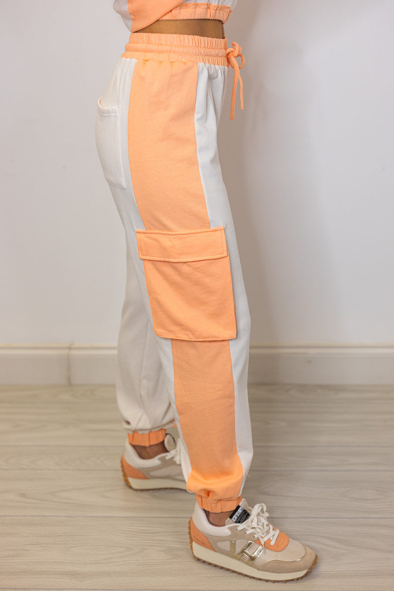 peach stripe cargo jogger pants