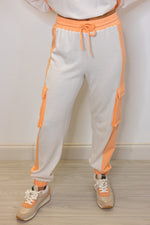 peach stripe cargo jogger pants