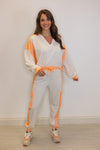 peach stripe cargo jogger pants