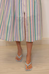 pastel multi stripe zip front midi dress