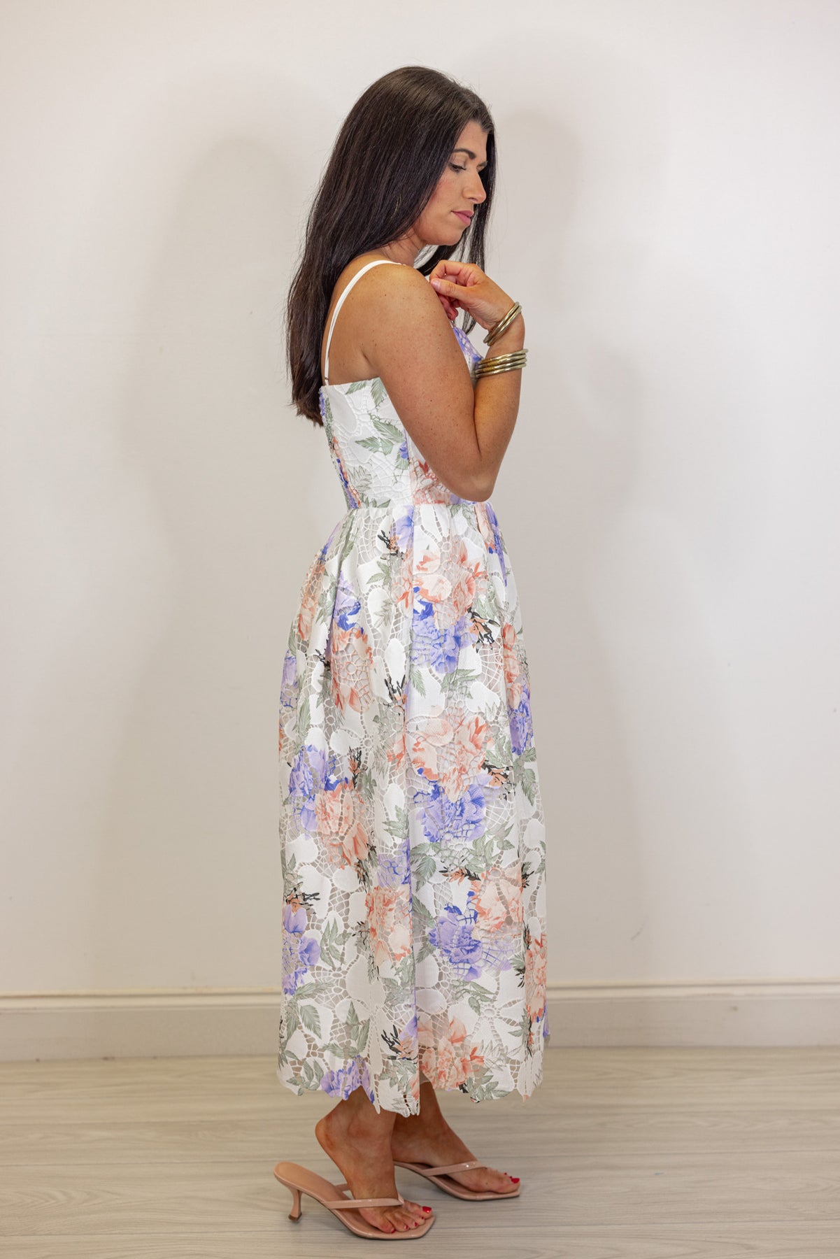Cream Floral Embroidered Lace Midi Dress | Purple Door | Commerce Ga Xs Cream Floral Embroidered Lace Midi Dress | Purple Door | Commerce Ga Xs