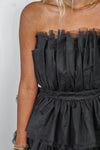 black tulle strapless mini dress